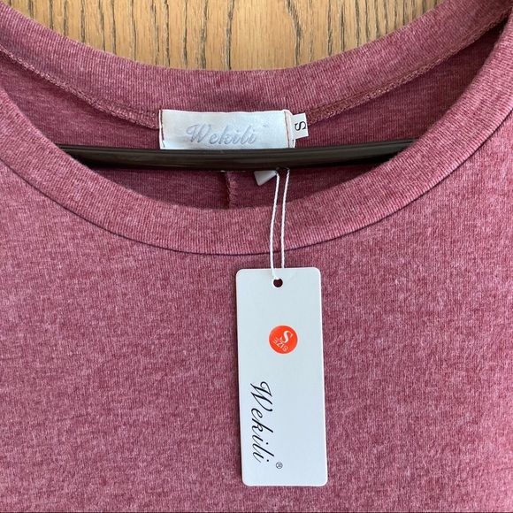 Scoop Neck Rose Lace Trim Long Sleeve Tunic Top - Picture 5 of 7